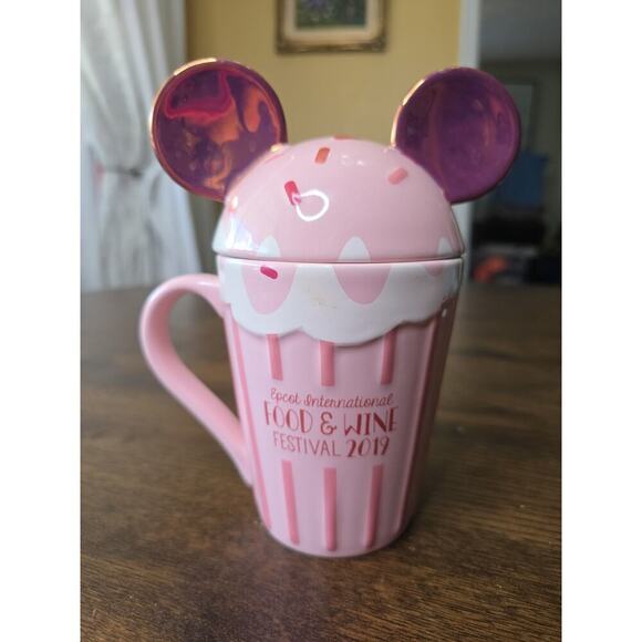 Disney Epcot Food & Wine Festival Pink Cupcake Mug 2019 Mickey Ears Mug NEW - Picture 2 of 16